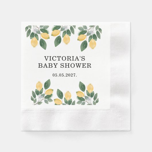 Lemon Baby Shower Candy  縁ありカクテルナプキン (正面)