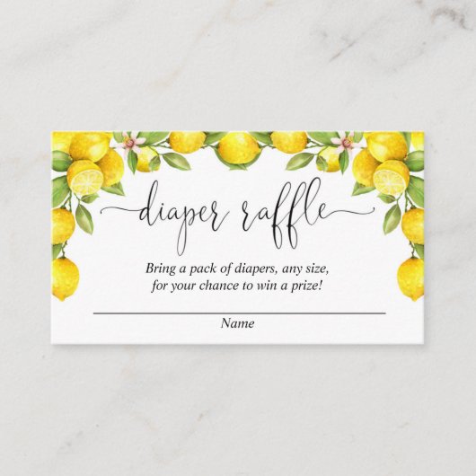 Lemon baby shower diaper raffle cards, adorable le エンクロージャーカード (正面)
