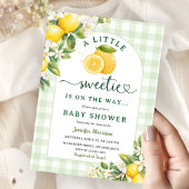 Lemon Baby Shower Green Gingham Gender Neutral 招待状