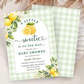 Lemon Baby Shower Green Gingham Gender Neutral 招待状