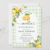 Lemon Baby Shower Green Gingham Gender Neutral 招待状 (正面)