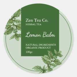 Lemon Balm Herbal Tea Business Label ラウンドシール