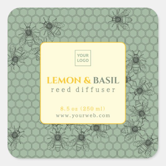 Lemon & Basil Reed Diffuser Label スクエアシール (正面)