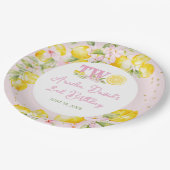 Lemon Birthday Floral  ペーパープレート (アングル)