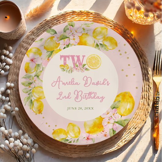 Lemon Birthday Floral  ペーパープレート
