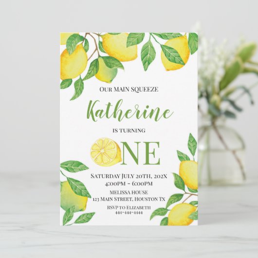 Lemon Birthday Invitation Personalized info 招待状 (スタンド正面)