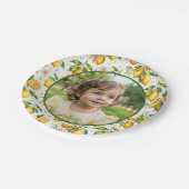 Lemon Birthday Photo Yellow Citrus Kids Party ペーパープレート (アングル)