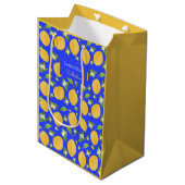 Lemon Bloom Collection patterned blue ミディアムペーパーバッグ (正面アングル)