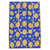 Lemon Bloom Collection patterned blue ミディアムペーパーバッグ (裏面)