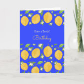 Lemon Bloom Collection patterned blue Birthday カード (正面)