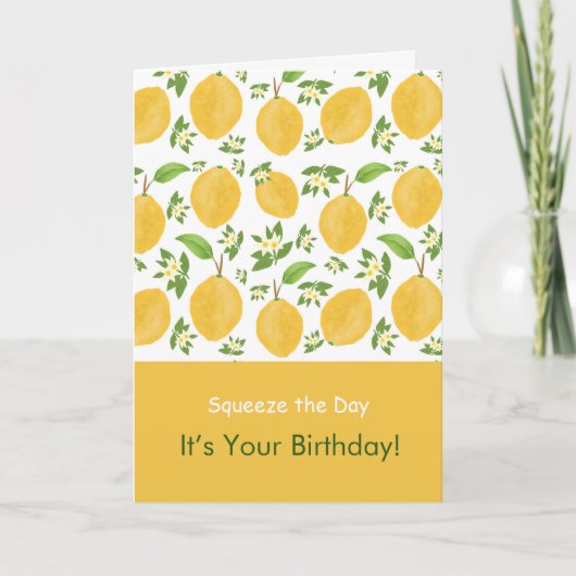 Lemon Bloom Collection patterned white Birthday カード (正面)