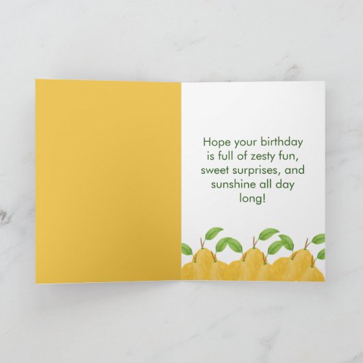 Lemon Bloom Collection patterned white Birthday カード (内部)