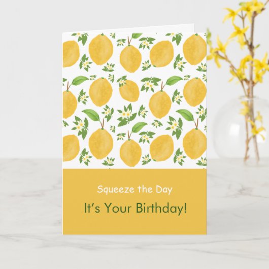 Lemon Bloom Collection patterned white Birthday カード (黄色い花)