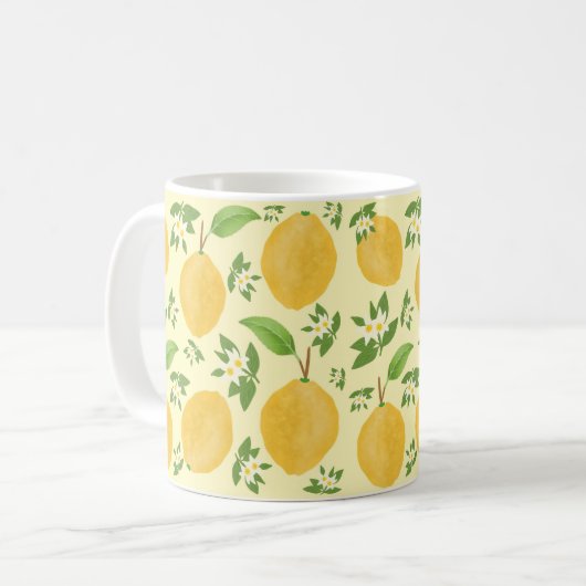 Lemon Bloom Collection patterned yellow コーヒーマグカップ (正面左)