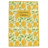 Lemon Bloom Collection patterned yellow ミディアムペーパーバッグ (正面)