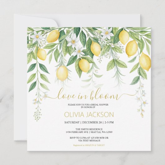 Lemon Blossom Bridal Shower Invitation  招待状 (正面)