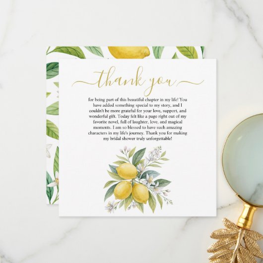 Lemon Blossom Bridal Shower Thank You Card サンキューカード (正面/裏面インサイチュ)