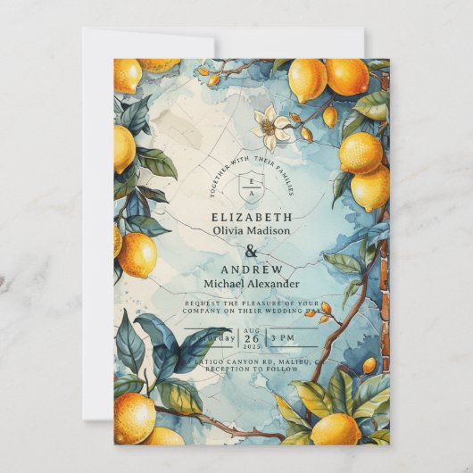 Lemon Blossom Garden Wedding 招待状 (正面)