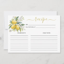 Lemon Blossom Watercolor Recipe Card 招待状