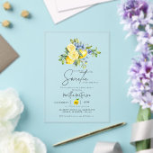 Lemon  Blue Citrus Fruit Summer Baby Shower アクリル招待状 (インサイチュ (ウェディング))
