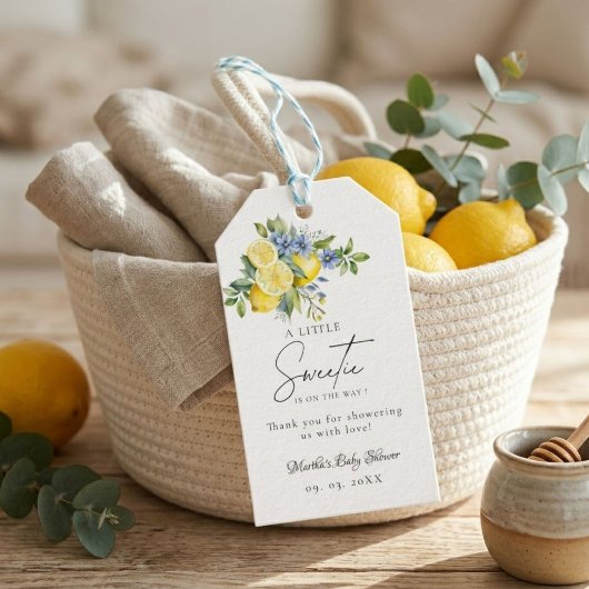 Lemon  Blue Citrus Fruit Summer Baby Shower ギフトタグ