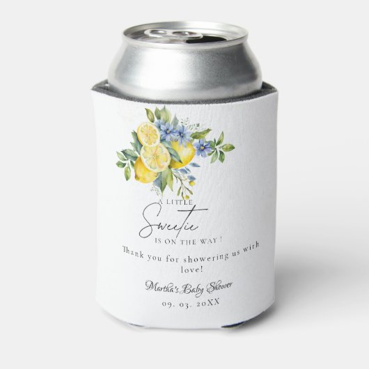 Lemon  Blue Citrus Fruit Summer Baby Shower 缶クーラー (缶裏面)