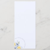 Lemon Blue Floral Bridal Shower Menu Card メニュー (裏面)