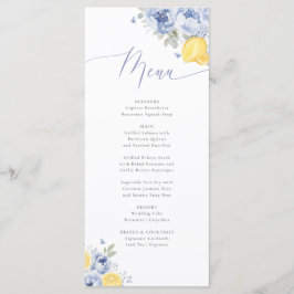 Lemon Blue Floral Bridal Shower Menu Card メニュー