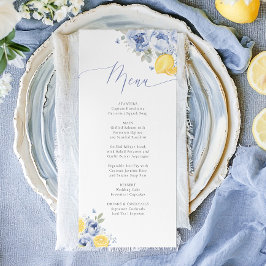 Lemon Blue Floral Bridal Shower Menu Card メニュー