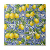 Lemon Blue French Country Watercolor タイル (正面)