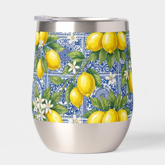 Lemon Blue French Country Watercolor Tile (右面)