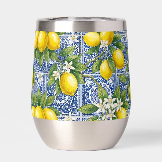 Lemon Blue French Country Watercolor Tile (背面)