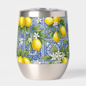 Lemon Blue French Country Watercolor Tile (正面)