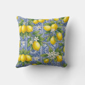 Lemon Blue French Country Watercolor Tile クッション (裏面)