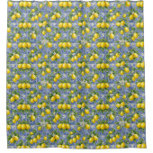 Lemon Blue French Country Watercolor Tile シャワーカーテン (正面)