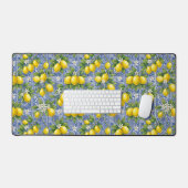 Lemon Blue French Country Watercolor Tile デスクマット (キーボード&マウス)