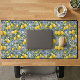 Lemon Blue French Country Watercolor Tile デスクマット