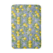 Lemon Blue French Country Watercolor Tile バスマット (正面縦)