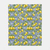 Lemon Blue French Country Watercolor Tile  フリースブランケット (正面)