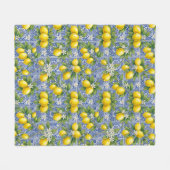 Lemon Blue French Country Watercolor Tile  フリースブランケット (正面(横))