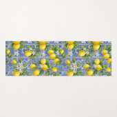 Lemon Blue French Country Watercolor Tile ヨガマット (正面(横))