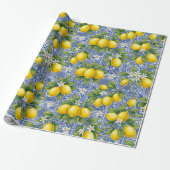 Lemon Blue French Country Watercolor Tile ラッピングペーパー (アンロールド)