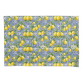 Lemon Blue French Country Watercolor Tile 枕カバー (正面)