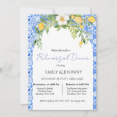  Lemon Blue Mediterranean Italian Rehearsal Dinner 招待状 (正面)