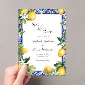 Lemon Blue Mediterranean Wedding The Save Date アクリル招待状 (インサイチュ (ポータブル))
