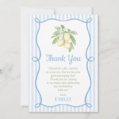 Lemon Blue Stripes Birthday Flat Thank You Card サンキューカード (正面)