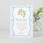 Lemon Blue Stripes Birthday Flat Thank You Card サンキューカード (スタンド正面)
