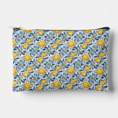 Lemon Botanical Blue and Yellow Summer Print アクセサリーポーチ (正面)