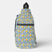 Lemon Botanical Blue and Yellow Summer Print スリングバッグ (正面)