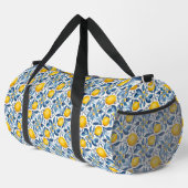 Lemon Botanical Blue and Yellow Summer Print ダッフルバッグ (右コーナー)